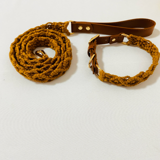 Brown Macrame Collar/Leash set