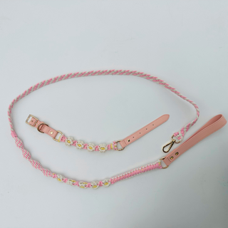 Pink Macrame Flower leash