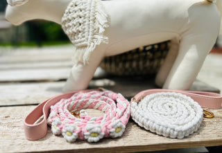 Pink Macrame Flower leash