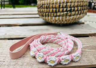 Pink Macrame Flower leash